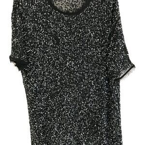 All Saints Women's Black Hand Embellished Sequins Marble Dress Size 8 Pullover